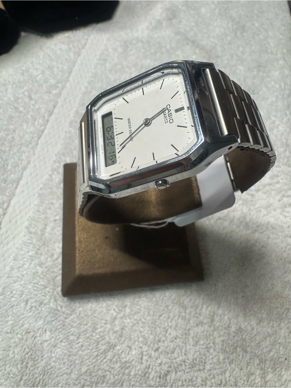 Casio Silver and White Hybrid Dial Watch
